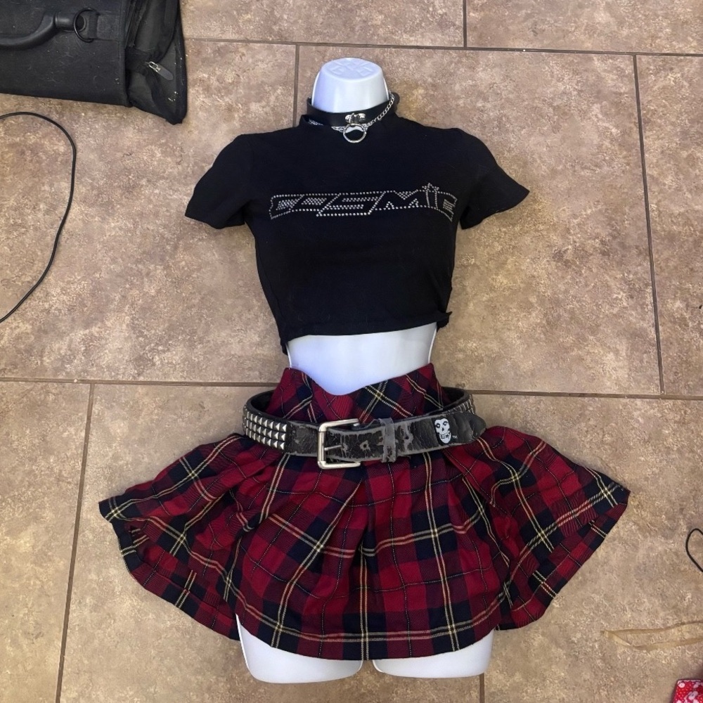Fashion Nova Black and Red Plaid Skater Skirt